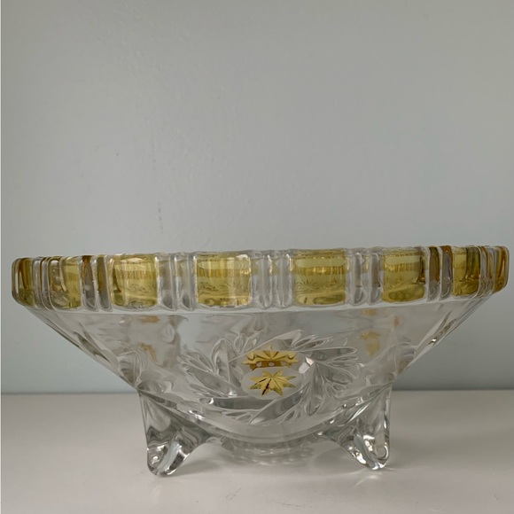 Vintage 1970s glass punch bowl with amber accents - Picture 3 of 9